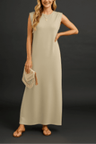 Roos | Mouwloze Maxi Jurk