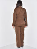 Mykonos - Blazer met Gouden Gesp en Rechte Broek