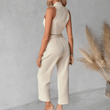 Nadine | Mouwloze Blazer Set met Wide-Leg Broek