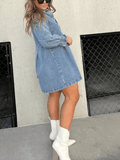 Ariel™ | Denim Jurk met Pofmouwen