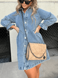 Ariel™ | Denim Jurk met Pofmouwen