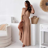 Victoria – Elegant Deep V Maxi Dress