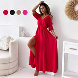 Victoria – Elegant Deep V Maxi Dress