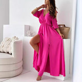 Victoria – Elegant Deep V Maxi Dress