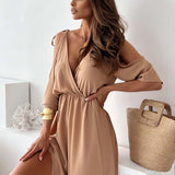 Victoria – Elegant Deep V Maxi Dress