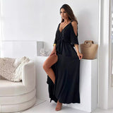 Victoria – Elegant Deep V Maxi Dress