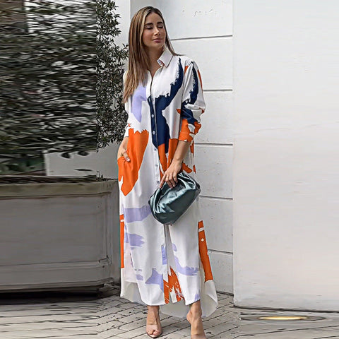 Isabelle | Lange Jurk met Stijlvolle Print
